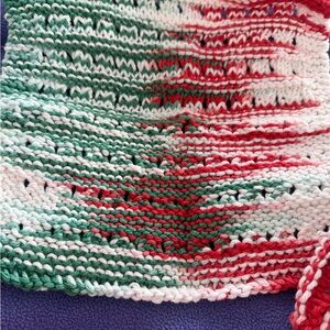 Festive Red and Green Knit Kitchen dishcloth